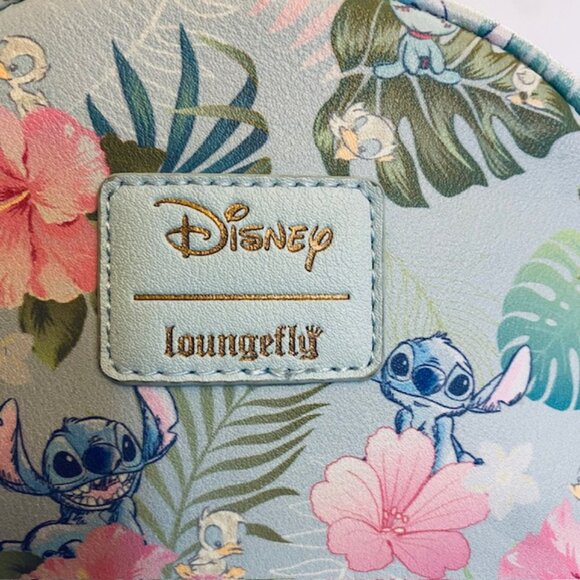 Loungefly Disney Stitch Tropical Hibiscus Floral Monstera leaf Mini Backpack EUC main image 16